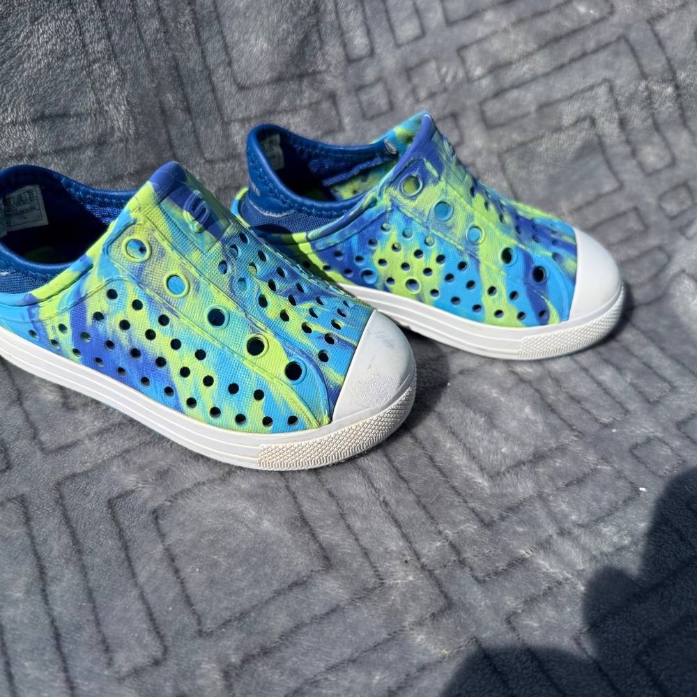 Skechers Foamies Swirl Water Shoes Blue Lime Green Kids Size 7 Toddler 17116N